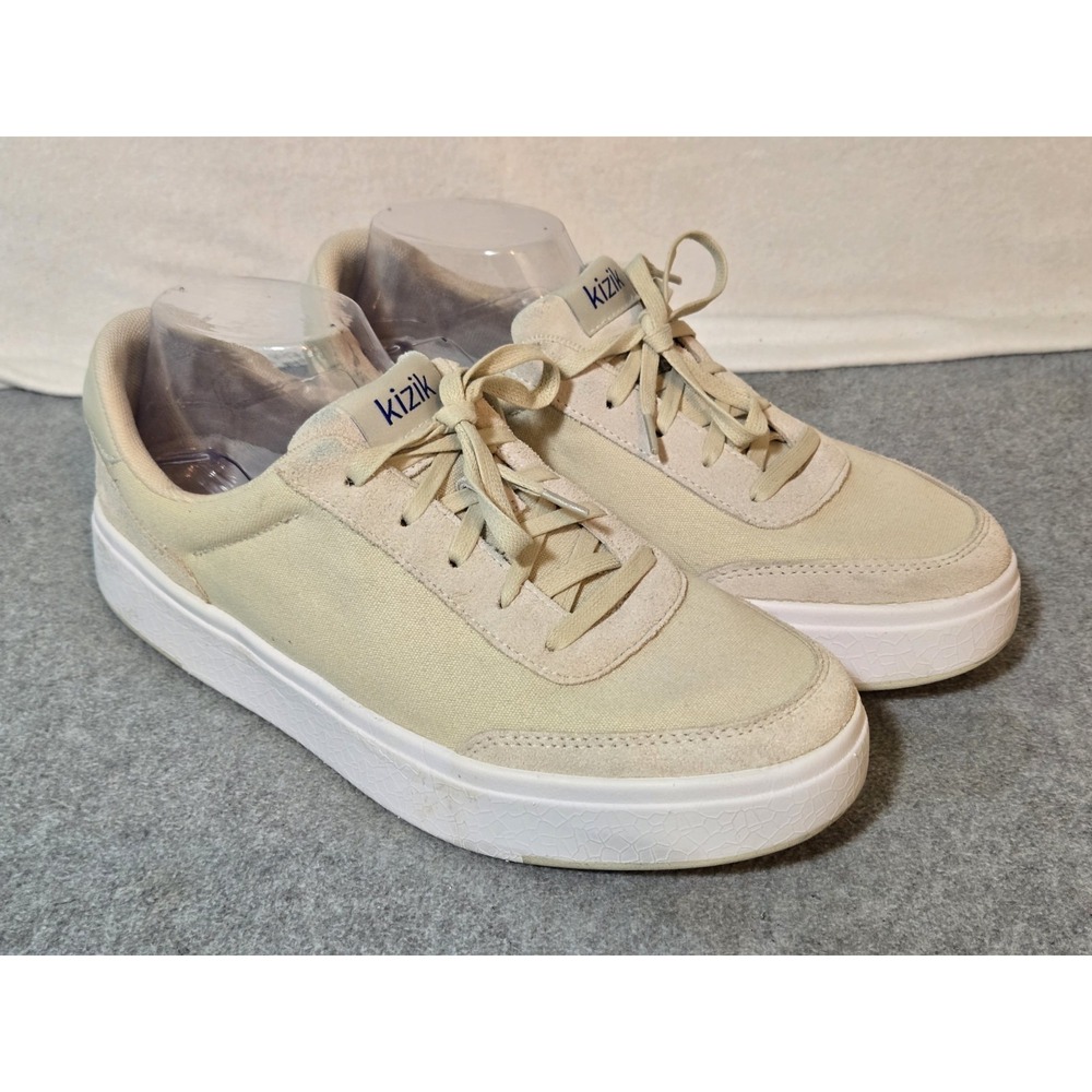 Kizik Prague Women Size 9.5 Mens 8 Beige Canvas Hands Free Casual Shoes Comfort